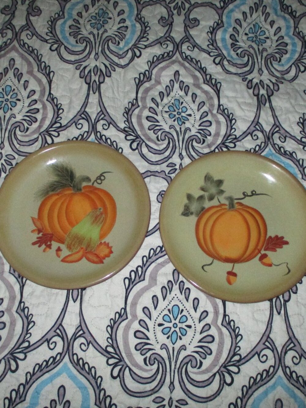 Two Pumpkin Harvest 9" Salad Decor plates